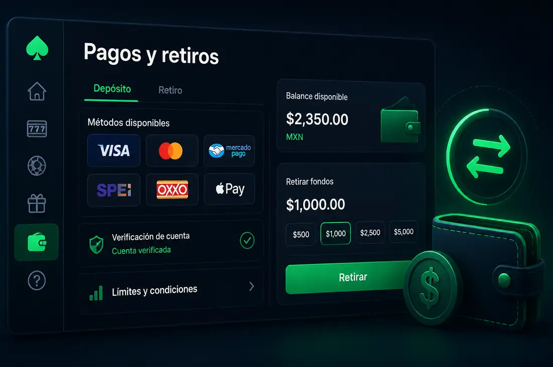 Métodos de pago y retiros casinos México